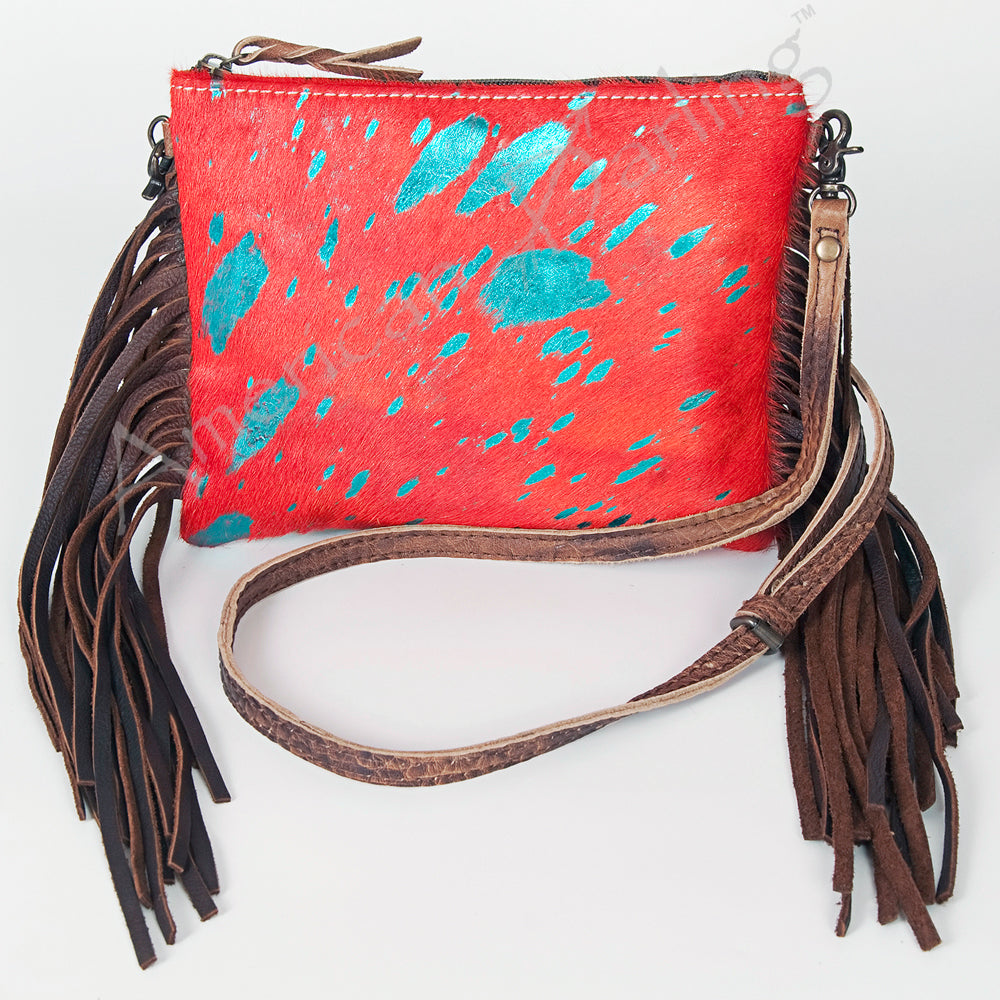 ADBG109 American Darling Hair-On Cowhide Crossbody Bag with Long Leather Fringe