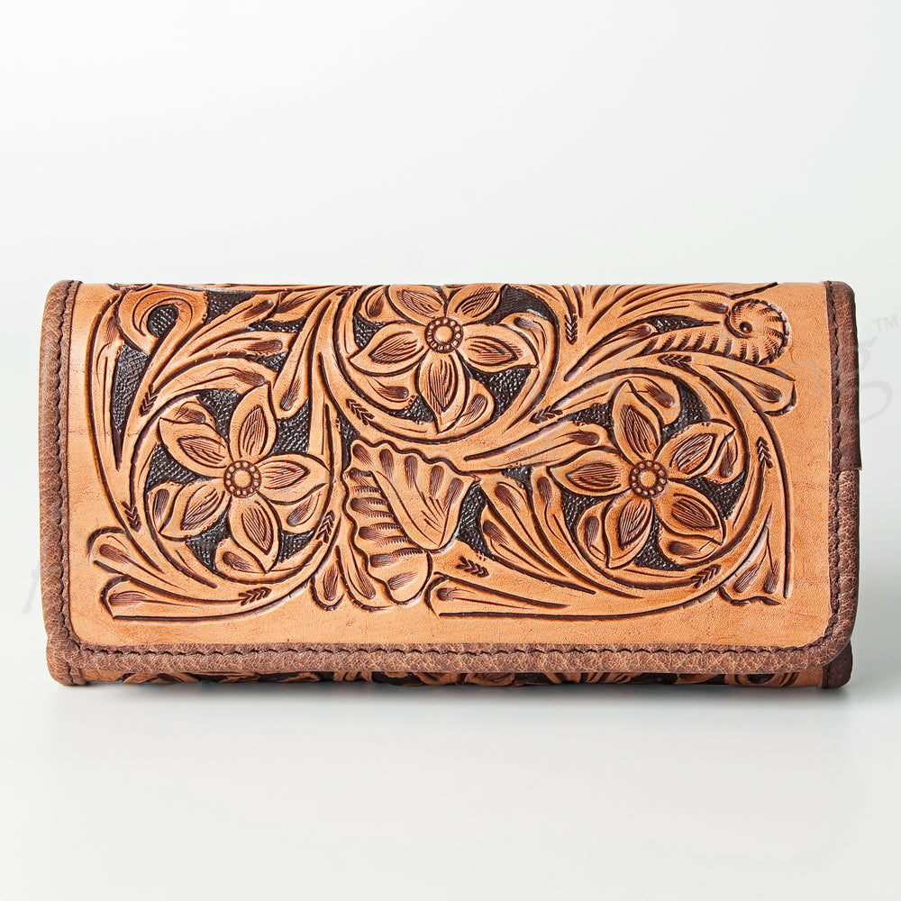 ADBG486 Tooled Leather Floral Long Wallet Western Cowgirl Clutch by American Darling