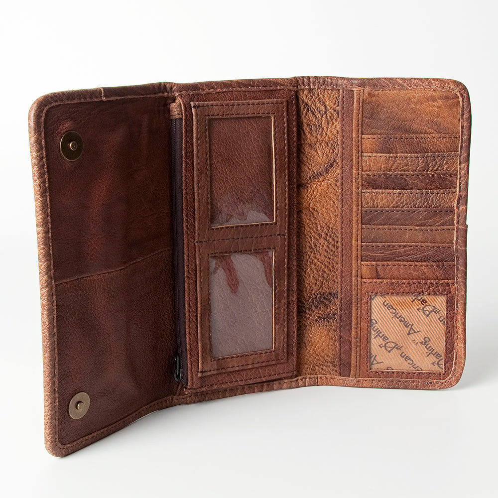 ADBG486 Tooled Leather Floral Long Wallet Western Cowgirl Clutch by American Darling