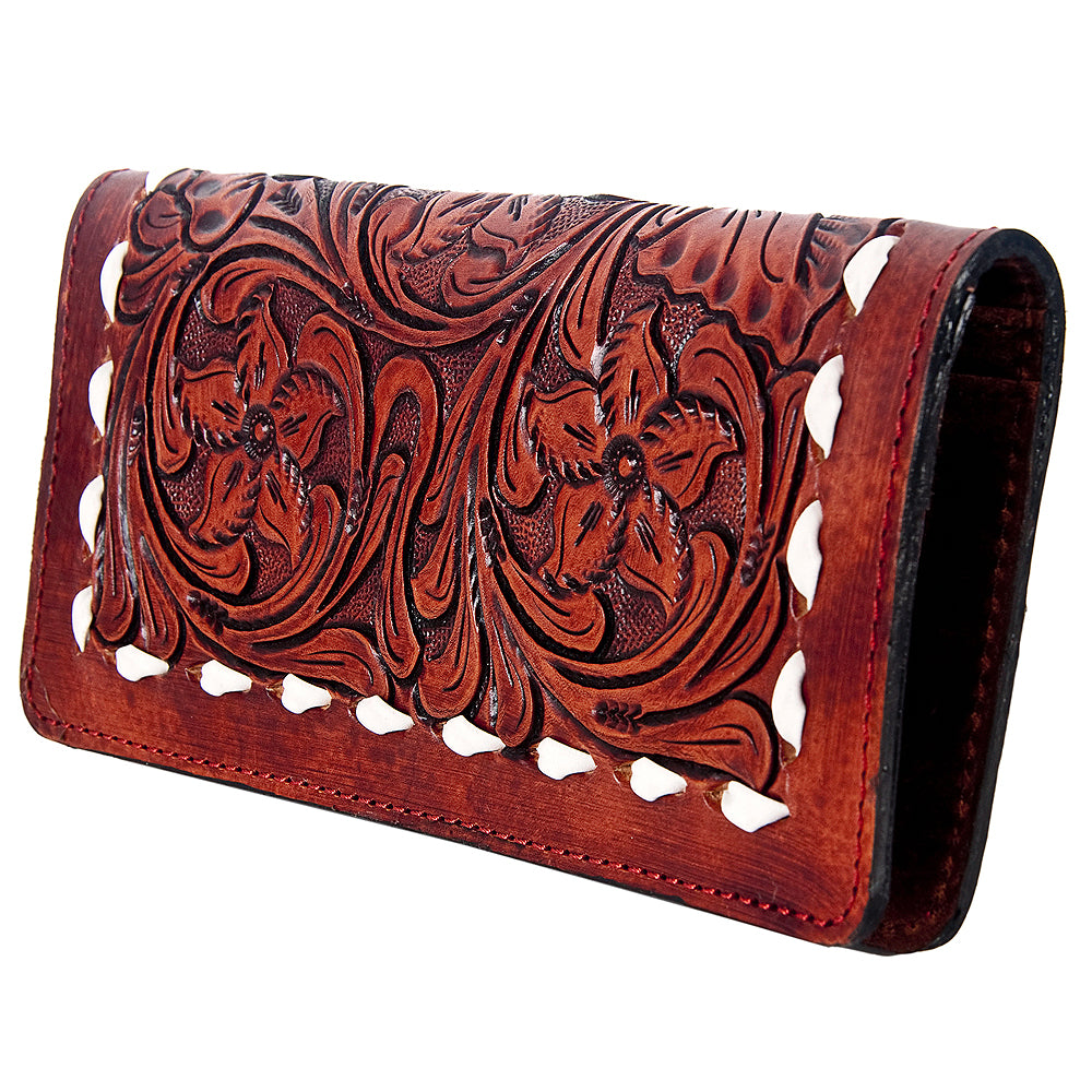 ADBG488 Western Tooled Leather Clutch with Maribel Genuine Cowhide Crossbody Bag by American Darling