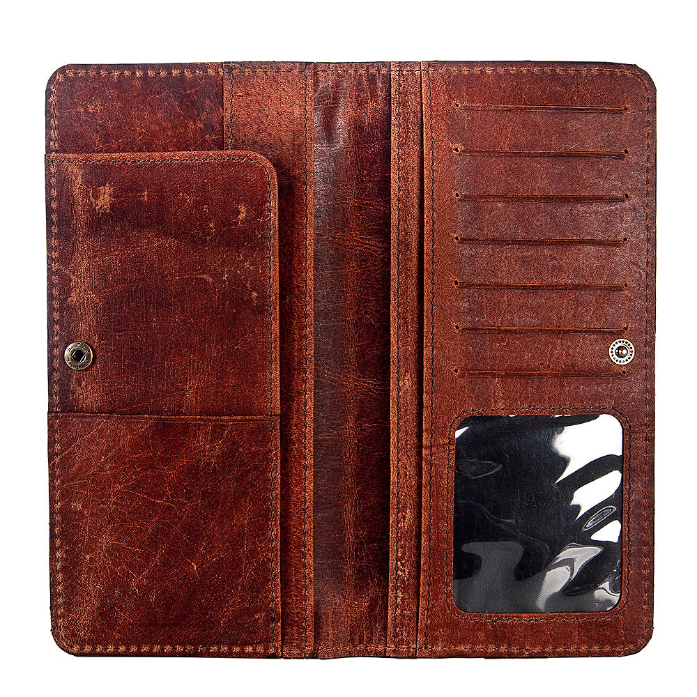 ADBG488 Western Tooled Leather Clutch with Maribel Genuine Cowhide Crossbody Bag by American Darling