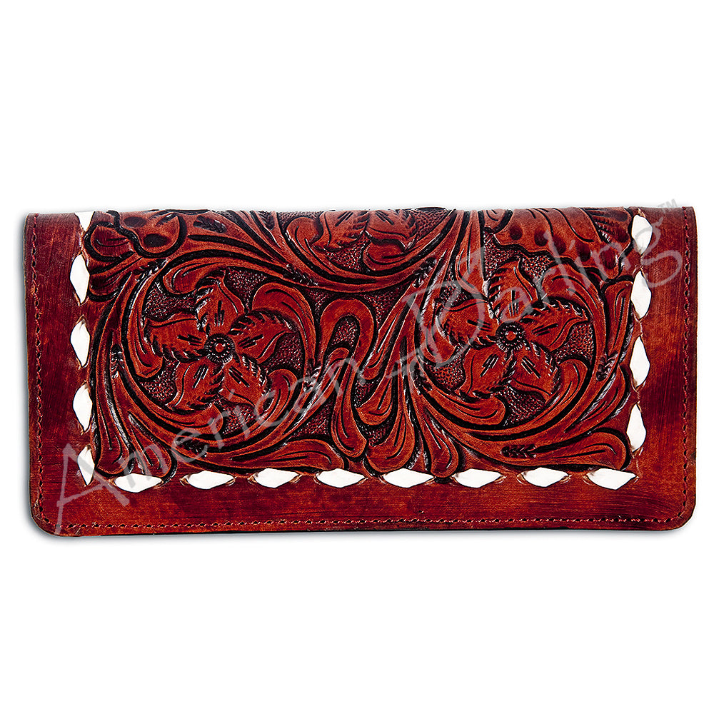 ADBG488 Western Tooled Leather Clutch with Maribel Genuine Cowhide Crossbody Bag by American Darling