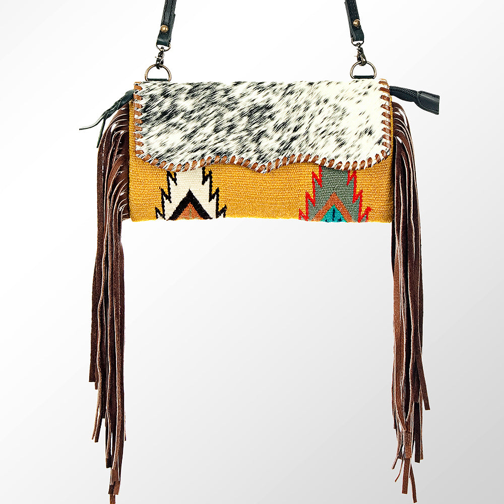 ADBG344 Southwestern Wool Wristlet Clutch with Tribal Pattern and Leather Strap