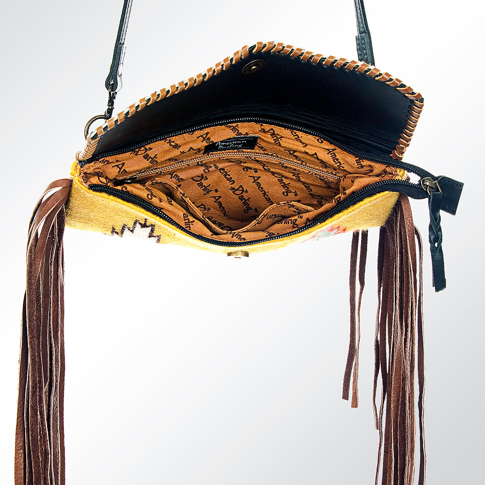 ADBG344 Southwestern Wool Wristlet Clutch with Tribal Pattern and Leather Strap