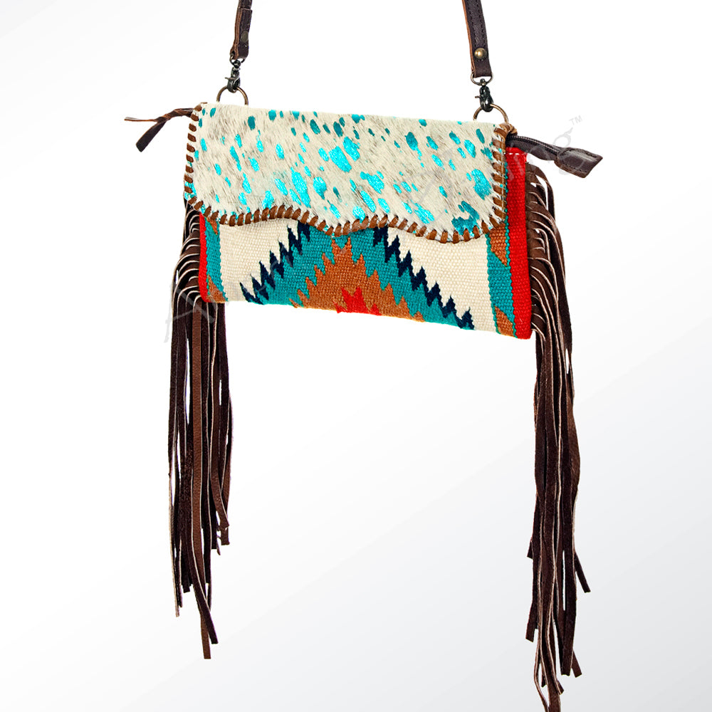 ADBG344 Southwestern Wool Wristlet Clutch with Tribal Pattern and Leather Strap