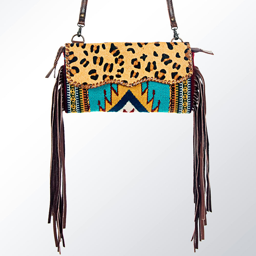 ADBG344 Southwestern Wool Wristlet Clutch with Tribal Pattern & Leather Strap