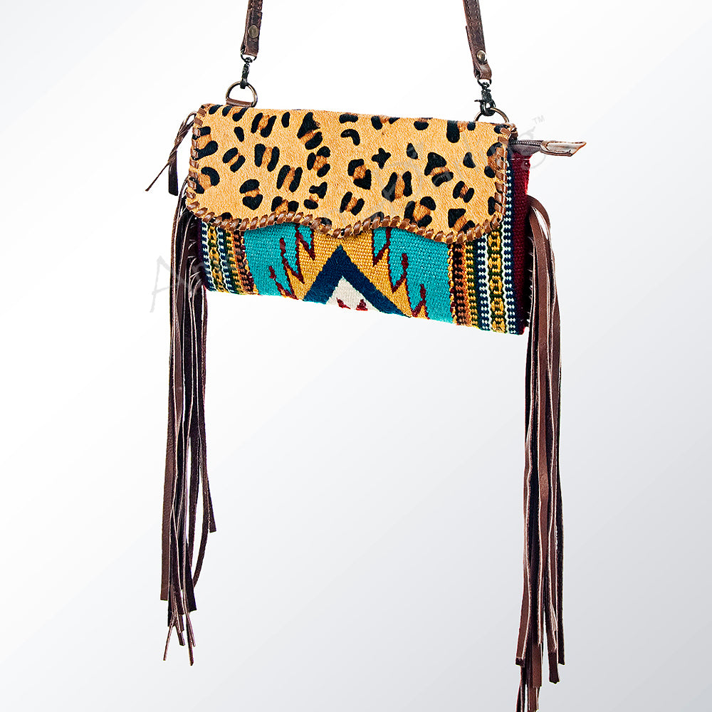 ADBG344 Southwestern Wool Wristlet Clutch with Tribal Pattern & Leather Strap