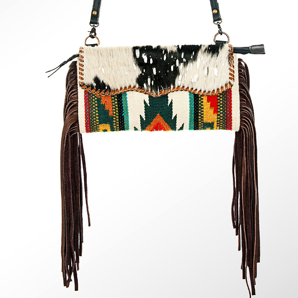 ADBG344 Southwestern Wool Wristlet Clutch with Tribal Pattern and Leather Strap
