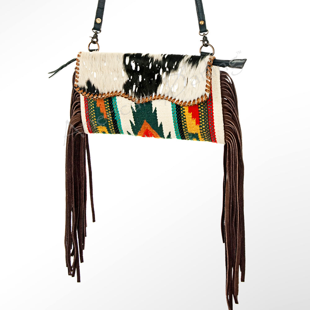 ADBG344 Southwestern Wool Wristlet Clutch with Tribal Pattern and Leather Strap