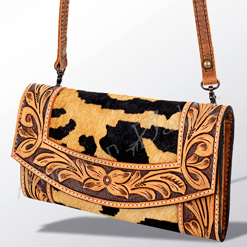 ADBG518 Cowhide Wallet Bag with Turquoise Hand-Painted Leather Accents