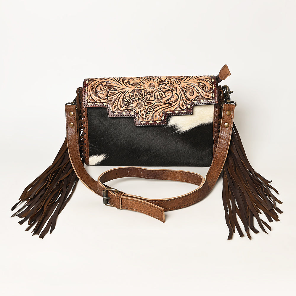 ADBG555BRWFRNG Mini Hand Tooled Leather Crossbody Western Handmade Bag by American Darling