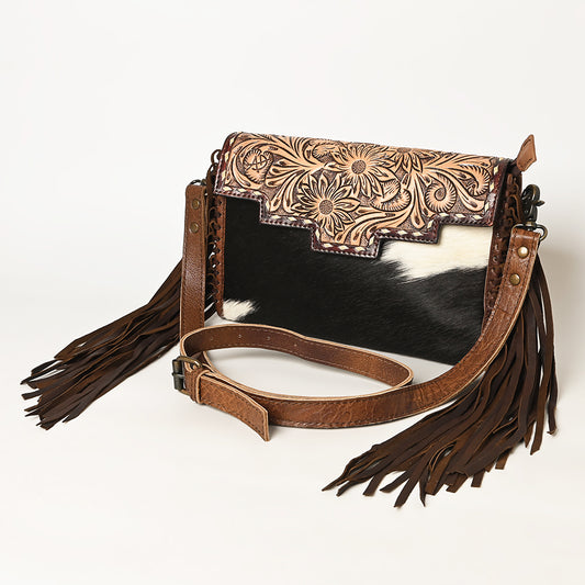 ADBG555BRWFRNG Mini Hand Tooled Leather Crossbody Western Handmade Bag by American Darling