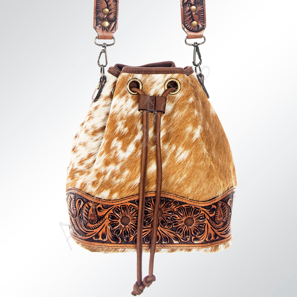 LC-ADBG569TAW Bucket  Hair On Genuine Western Leather Women Bag