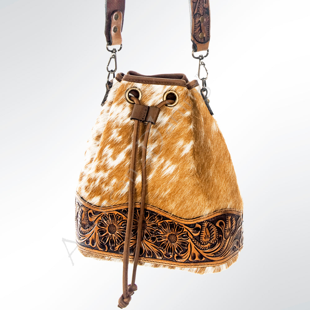 LC-ADBG569TAW Bucket  Hair On Genuine Western Leather Women Bag