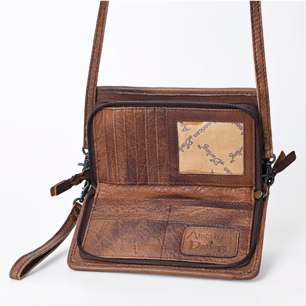 ADBG485 Multicolor Southwestern Wool Organizer Bag with Leather Trim & Crossbody Strap