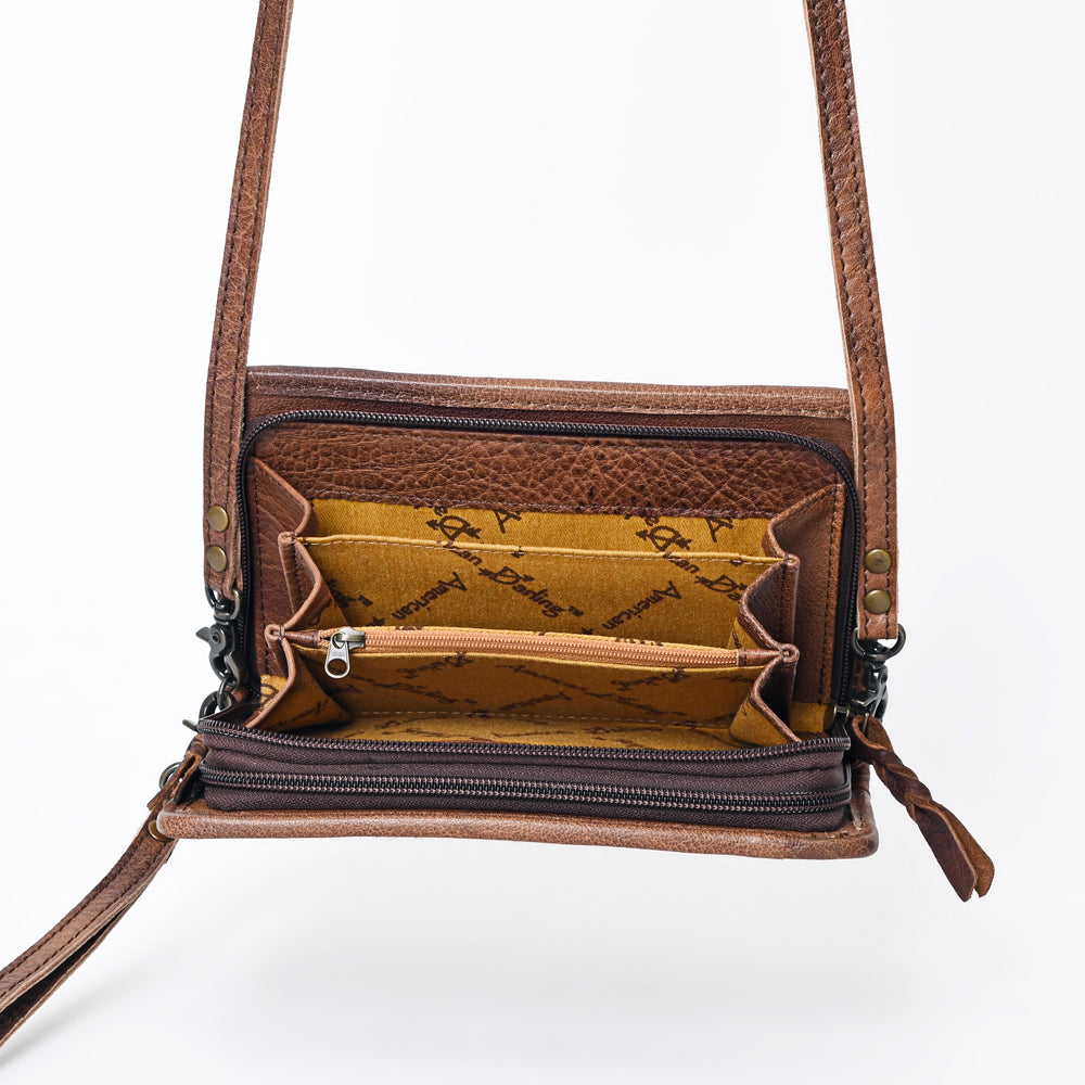 ADBG485 Multicolor Southwestern Wool Organizer Bag with Leather Trim & Crossbody Strap