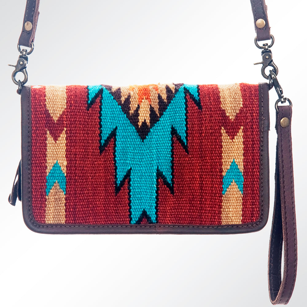 ADBG485 Southwestern Wool Organizer Bag with Leather Trim & Crossbody Strap