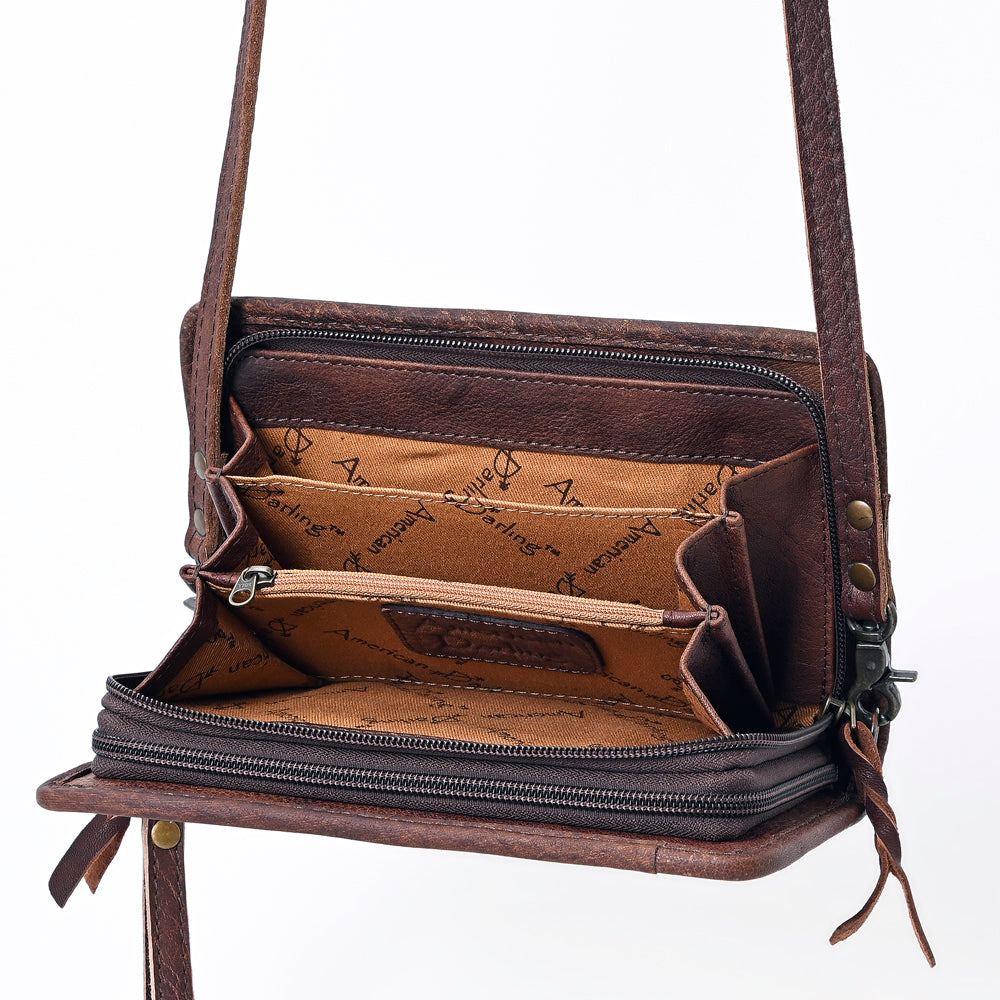 ADBG485 Southwestern Wool Organizer Bag with Leather Trim with Crossbody Strap & Geometric Pattern