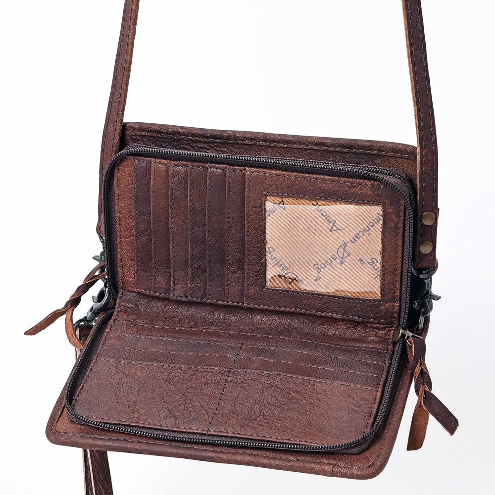 ADBG485 Southwestern Wool Organizer Bag with Leather Trim with Crossbody Strap & Geometric Pattern