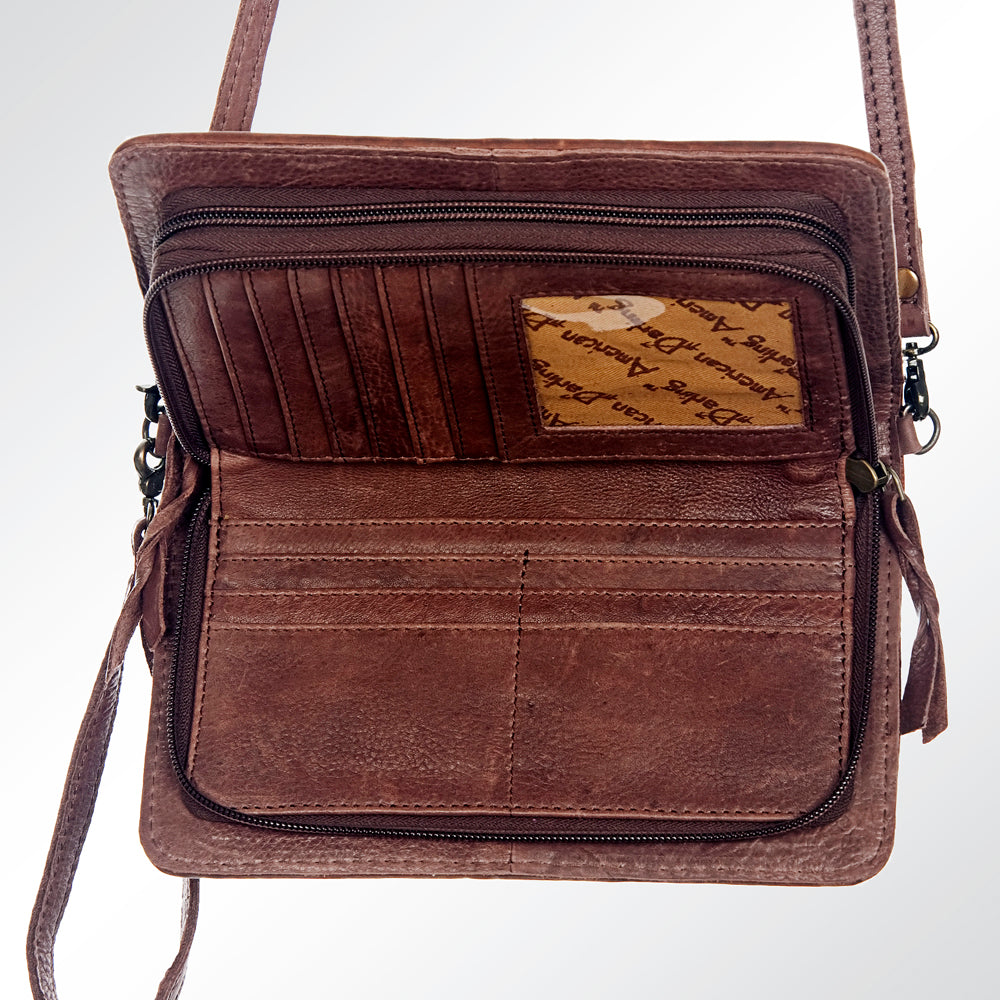 ADBG485 Southwestern Wool Organizer Bag with Leather Trim & Geometric Pattern