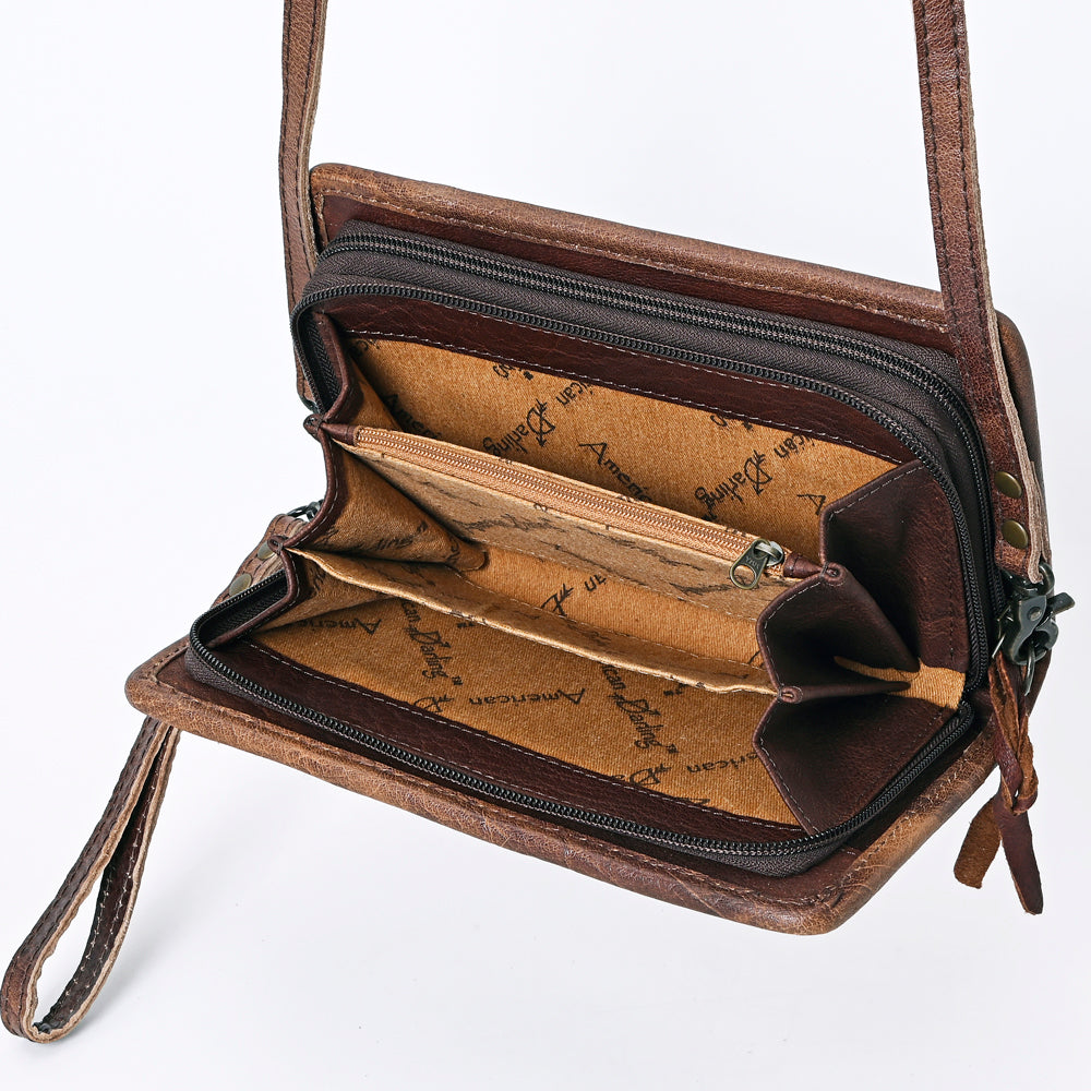 ADBG485 Multicolor Southwestern Wool Organizer Bag with Leather Trim & Crossbody Strap