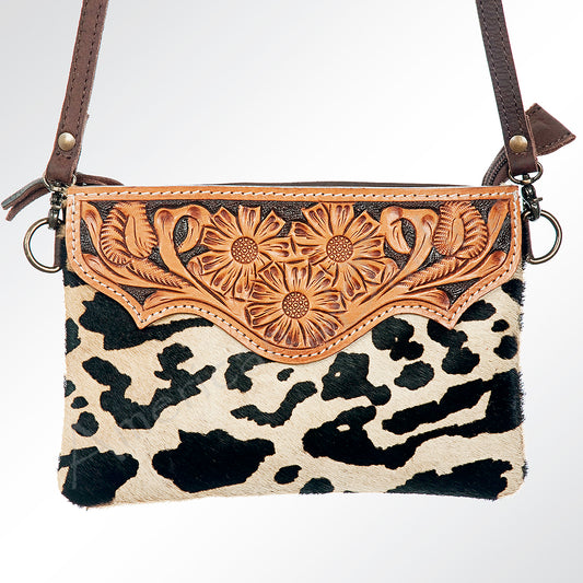 ADBG581 American Darling Hand Tooled Floral Carved & Hair-On Cowhide Small Cross body Bag