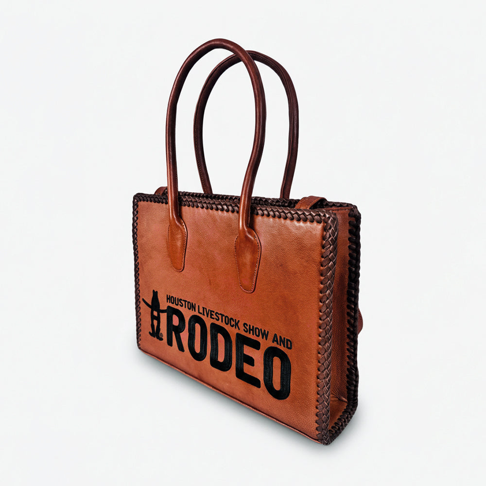 Heritage Rodeo Genuine Leather Black Embroidered Tote Bag