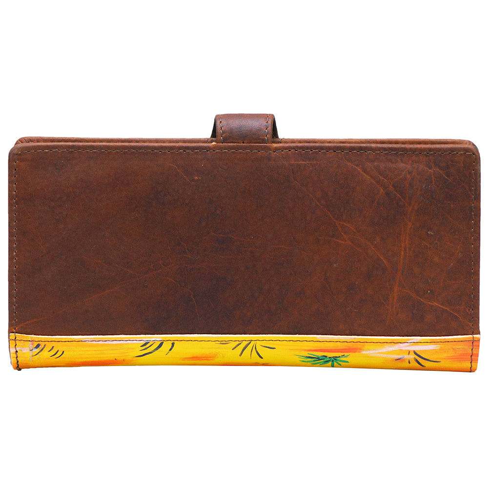 ADBGM113 Hand-Painted Leather Wallet Crossbody bag-Western Design