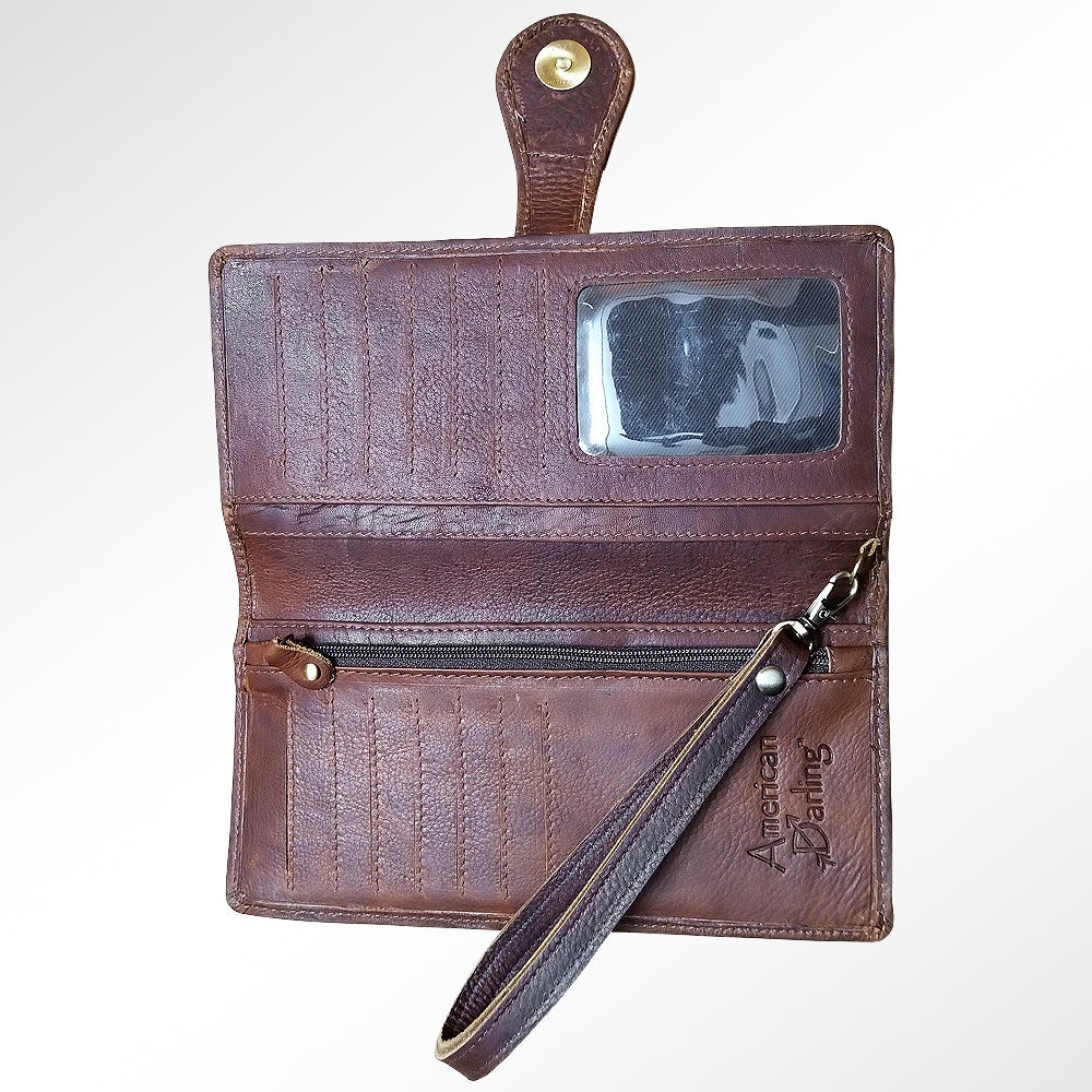 ADBGM113 Hand-Painted Leather Wallet Crossbody bag-Western Design