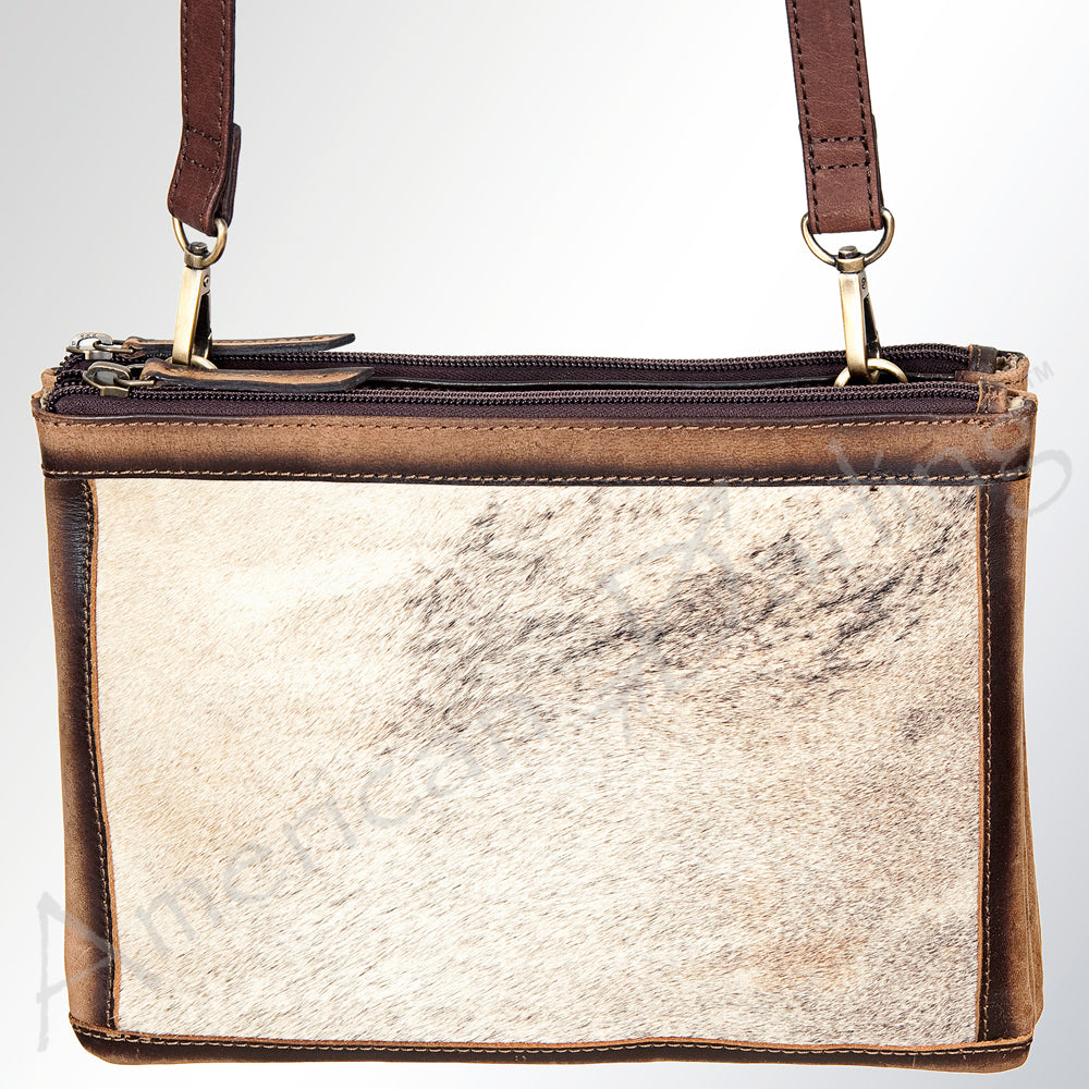LC-ADBGI119B Western Hair-On Leather Crossbody - Genuine Cowhide Slim Bag