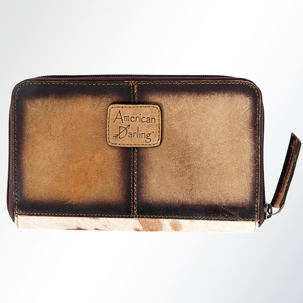 LC-ADBGI121 Hair-On Hide Leather Wallet - Zip-Around Western Cowhide Purse
