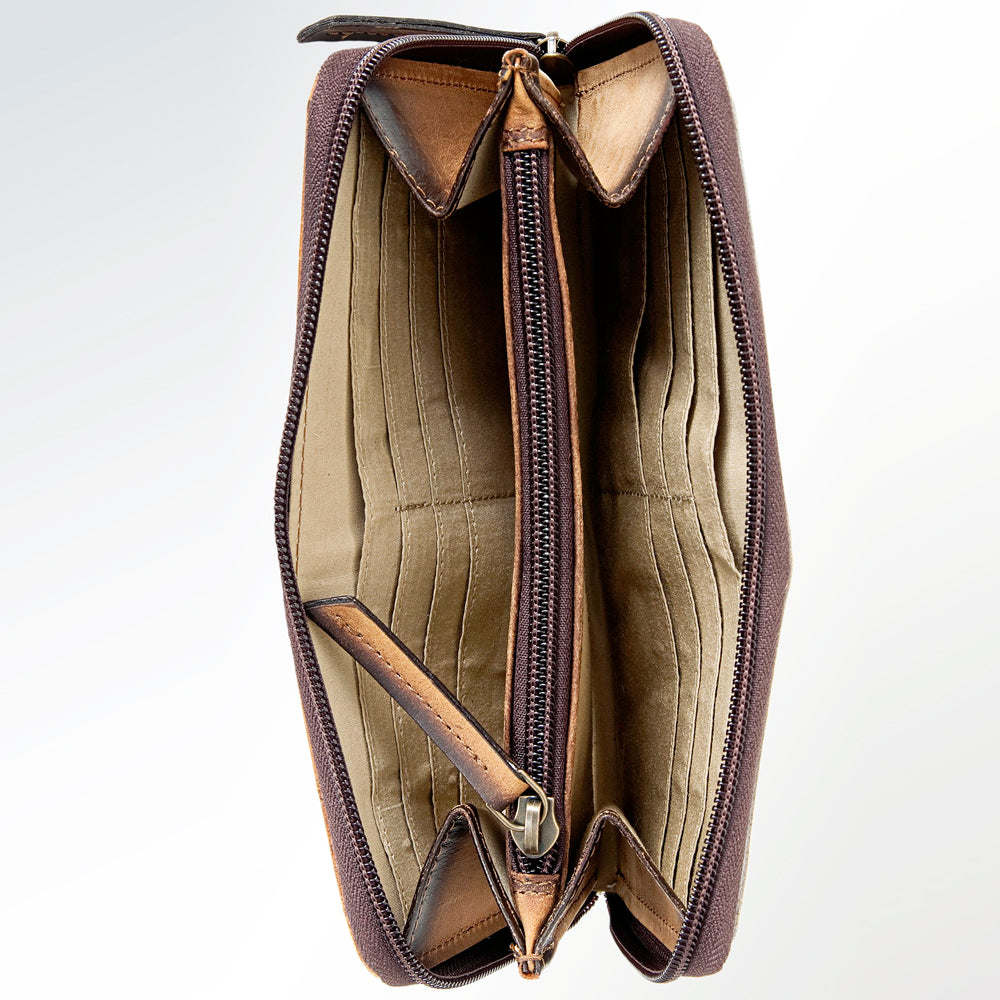 LC-ADBGI121 Hair-On Hide Leather Wallet - Zip-Around Western Cowhide Purse