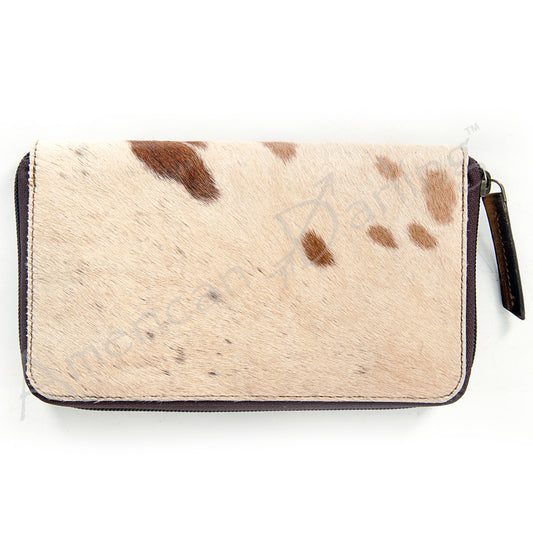 LC-ADBGI121 Hair-On Hide Leather Wallet - Zip-Around Western Cowhide Purse