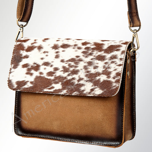 LC-ADBGI127 Hair-On Hide Leather Crossbody - Western Cowhide Flap Shoulder Bag