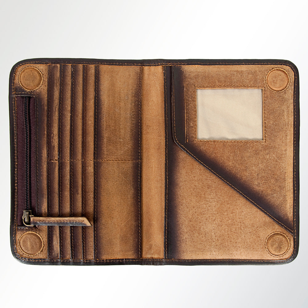 LC-ADBGI129 Hair-On Hide Western Wallet - Genuine Cowhide Zip-Around Leather Purse