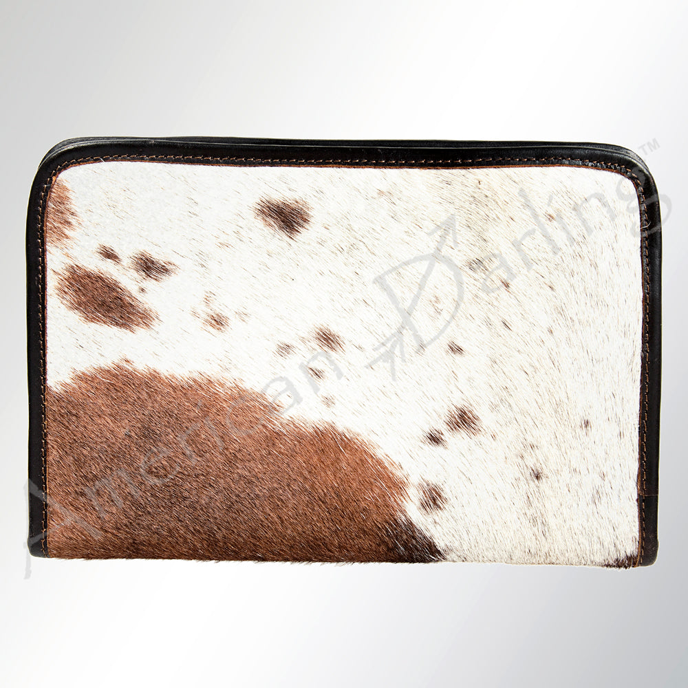LC-ADBGI129 Hair-On Hide Western Wallet - Genuine Cowhide Zip-Around Leather Purse