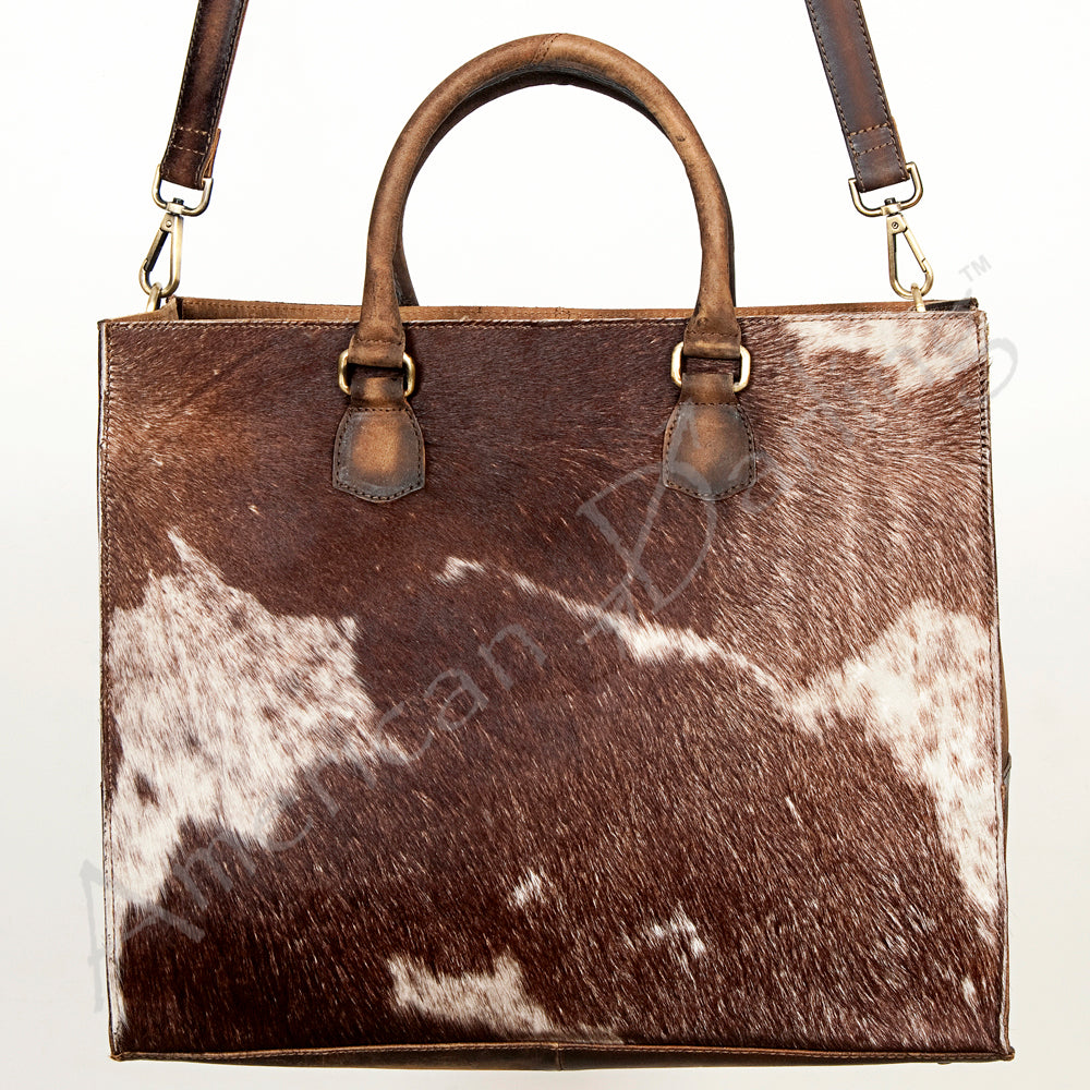 LC-ADBGI135 Hair-On Hide Leather Tote - Western Cowhide Handbag with Shoulder Strap