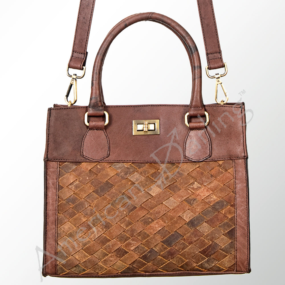 LC-ADBGI137A Woven Leather Tote - Western Structured Handbag with Twist-Lock Closure