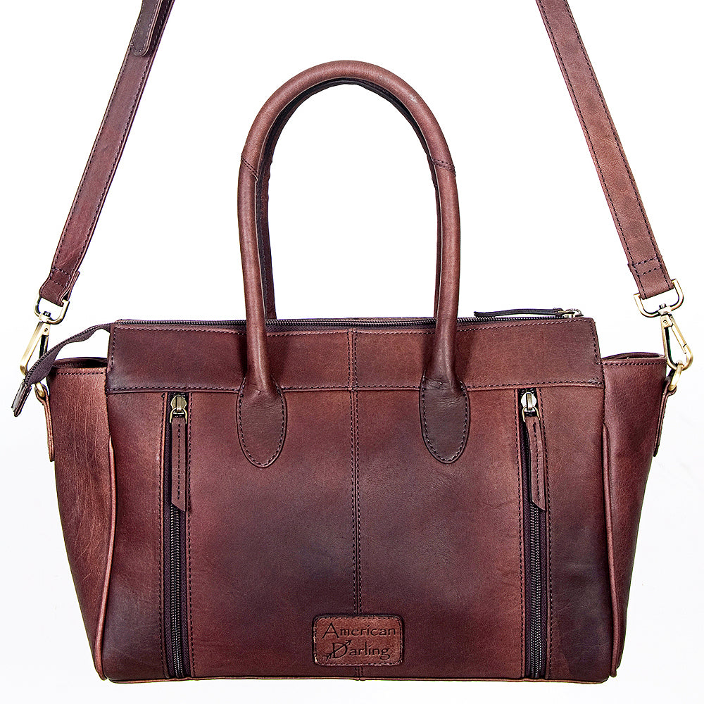 LC-ADBGI151B Tooled Leather Burgundy Western Satchel - Genuine Handcrafted Purse