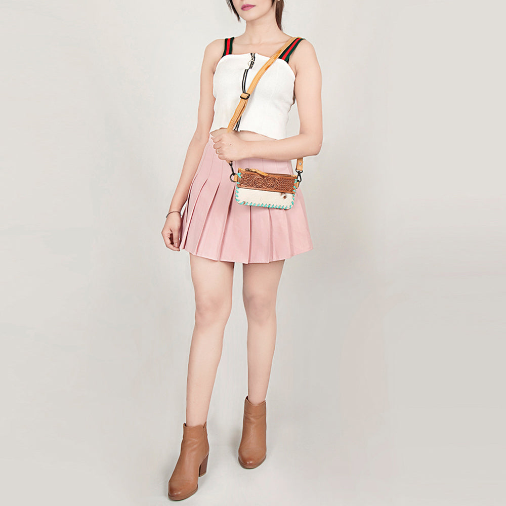 LC-ADBGZ283 Wristlet Genuine Western Leather Women Bag