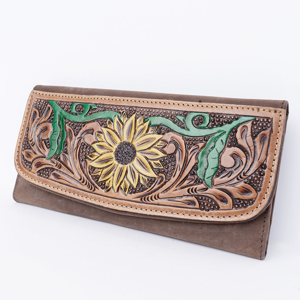 ADBGM102 Western Floral Tooled Leather Wallet - by American Darling