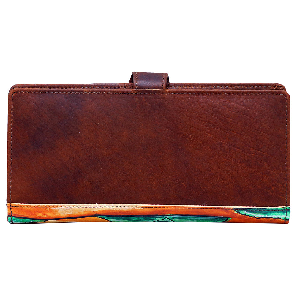ADBGM113 Hand-Painted Leather Wallet Crossbody bag-Western Design