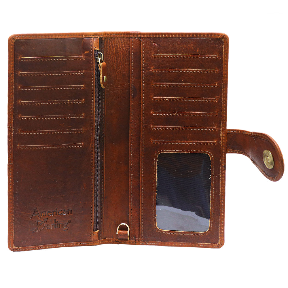 ADBGM113 Hand-Painted Leather Wallet Crossbody bag-Western Design