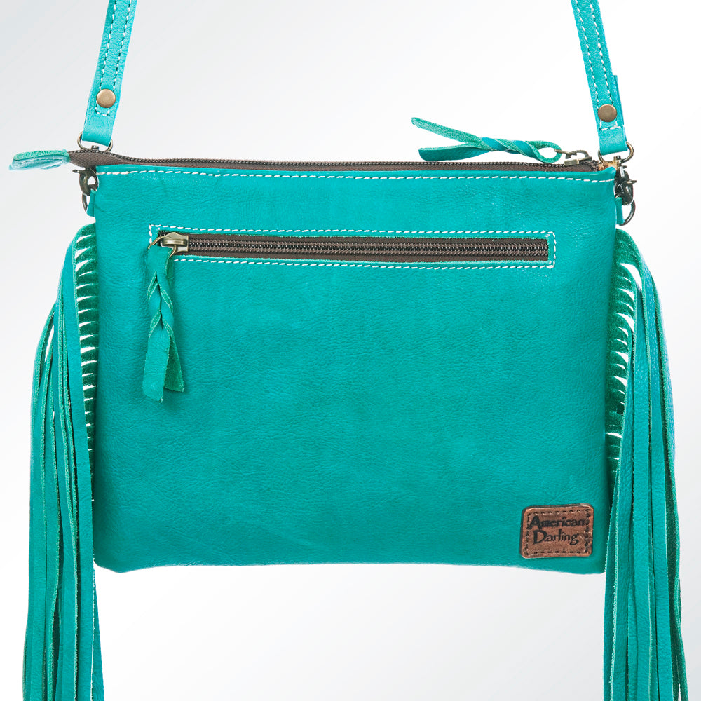 ADBG109 American Darling Western Leather Crossbody Bag Hair-On Cowhide and Fringe