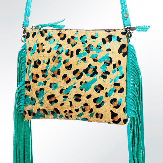 ADBG109 American Darling Western Leather Crossbody Bag Hair-On Cowhide and Fringe