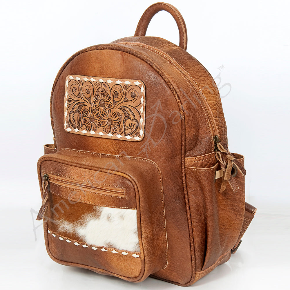 ADBG600 Backpack Hand Tooled Leather Western Cowhide Handmade Genuine Full Grain Backpack for Women