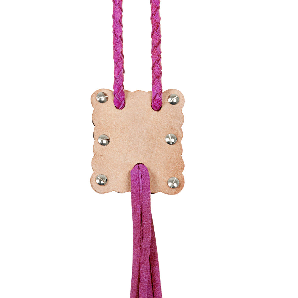 LC-ADJW101 Men's Western Jewelry Necklace with Silver Concho, Turquoise Stone & Leather Fringe