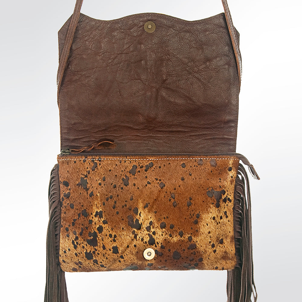 ADBG640 American Darling Hair-On Cowhide Western Small Cross body Bag with Fringes