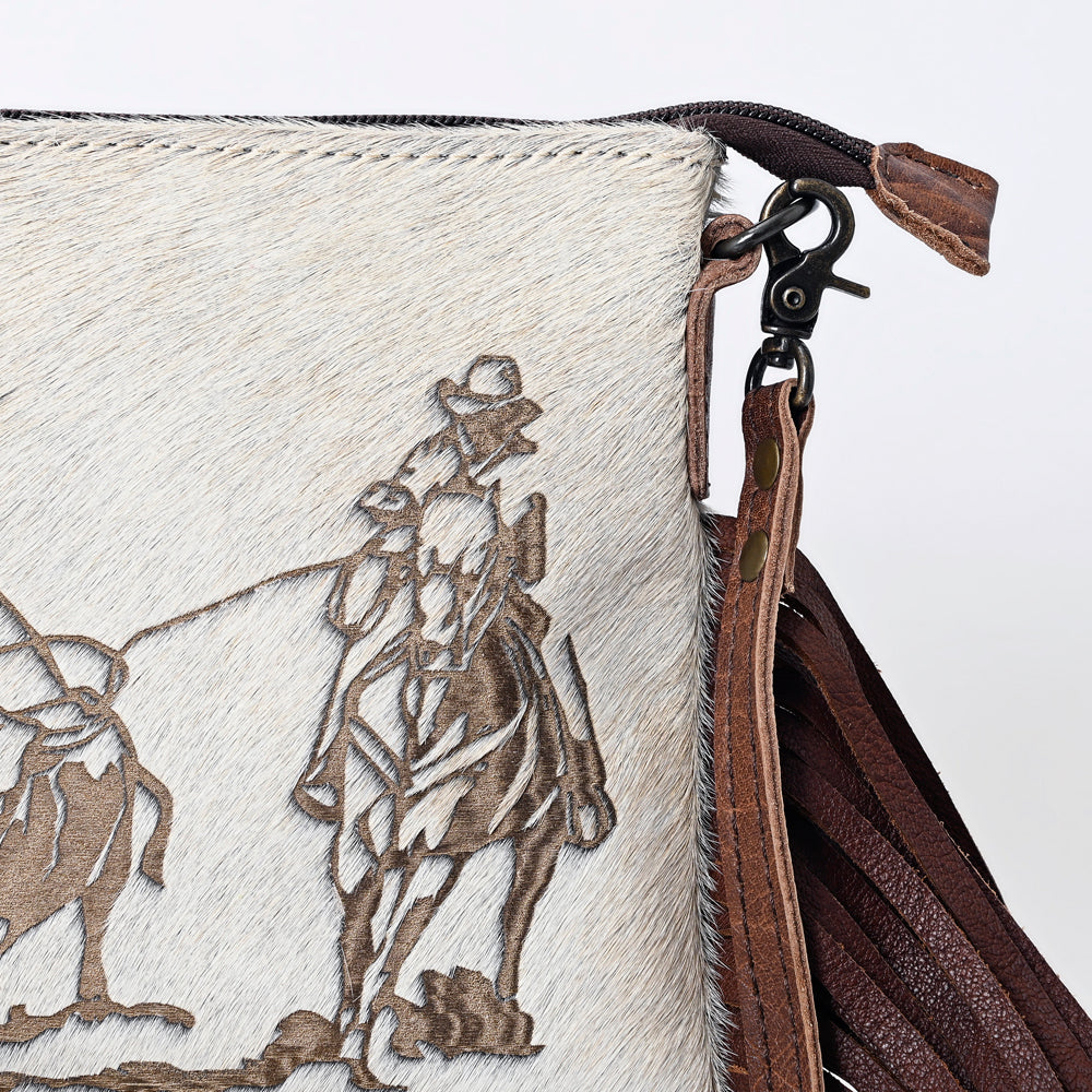 ADBG109 American Darling Western Leather Crossbody Bag Hair-On Cowhide and Fringe