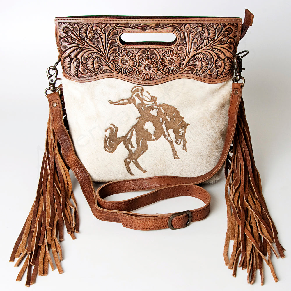 LC-ADBGS146 Western Crossbody Bag - Tooled Leather & Hair-On Hide